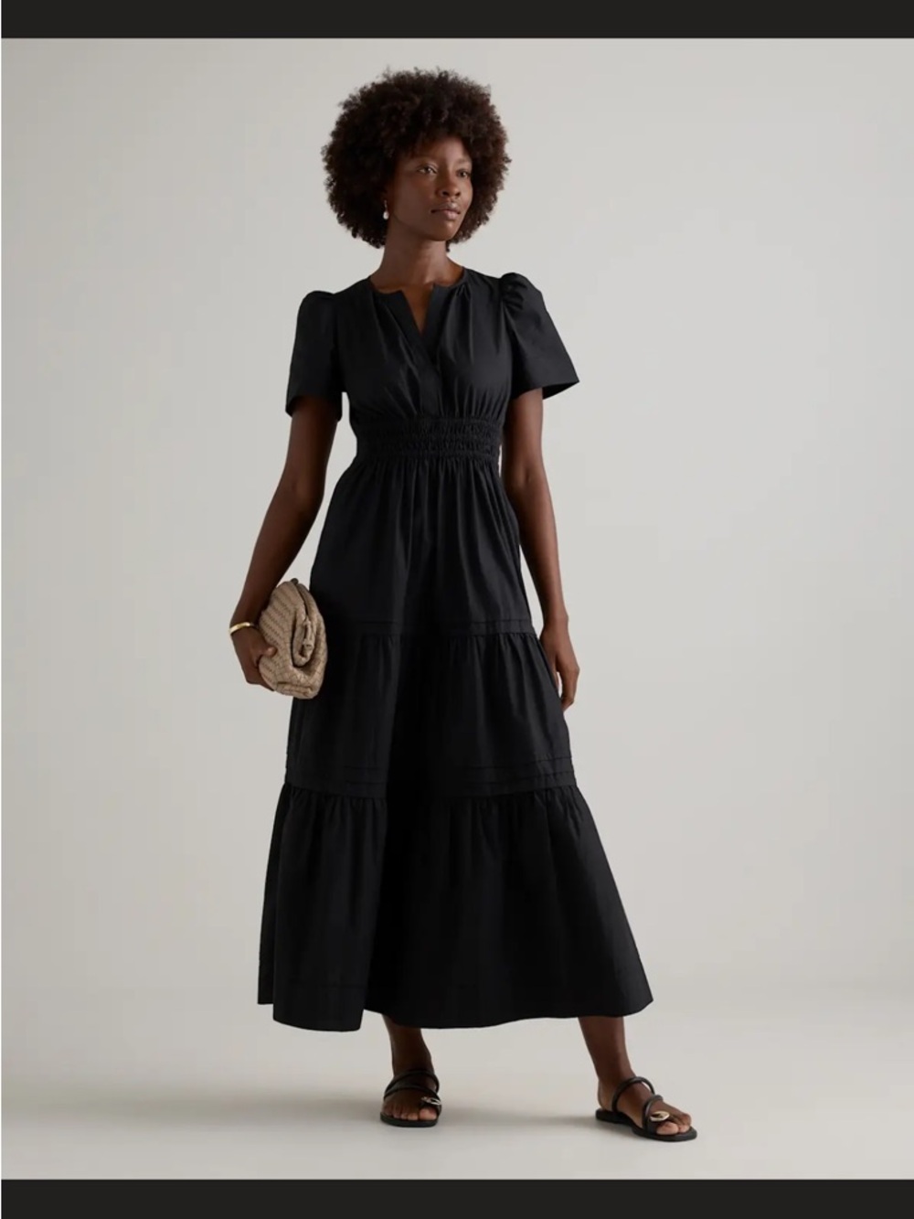 Quince 100% Organic Cotton
Poplin Tiered Maxi Dress- shortened